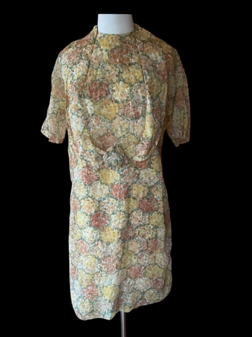 1960s 2-Piece‎ Floral Mod Sheath Dress w/Matching Capelet